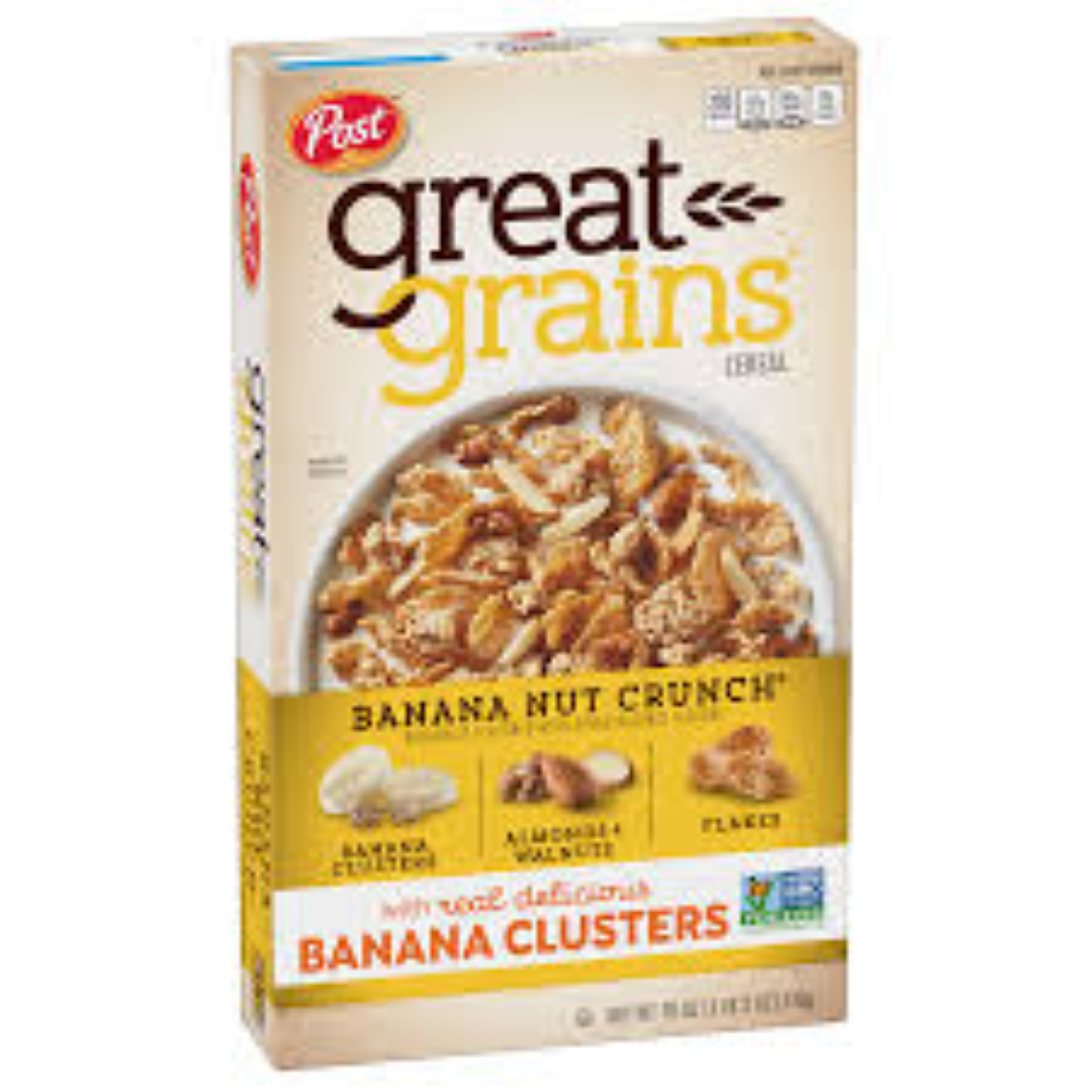 POST GREAT GRAIN CEREAL BANANA NUT CRUNCH 439G